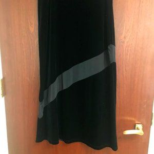 Long black stretch velvet mesh inset skirt by Express Tricot Large